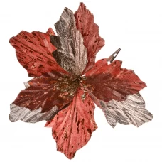 Новогоднее украшение Цветок очаровательный 14x23 см цвет красно-золотой