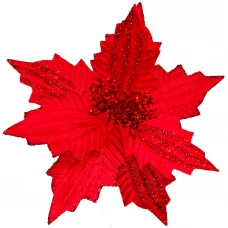 Новогоднее украшение Цветок блестящий 20x26 см цвет белый