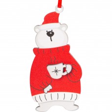 Украшение новогоднее «Медведь в свитере», 10 см, фанера