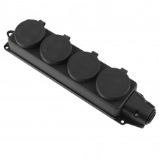 Колодка влагостойкая Duwi с заземлением 4 гнезда, цвет черный Колодка влагостойкая Duwi с заземлением 4 гнезда, цвет черный