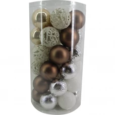 Набор елочных шаров Скандинавия ø6 см пластик белый/золотой/серебряный 37 шт