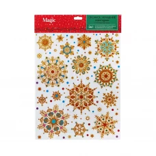 Наклейки новогодние Блестящие снежинки 30х38 см