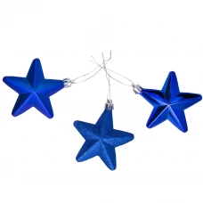 Набор ёлочных украшений «Звезда», 8 см, цвет синий, 3 шт. Набор ёлочных украшений «Звезда», 8 см, цвет синий, 3 шт.