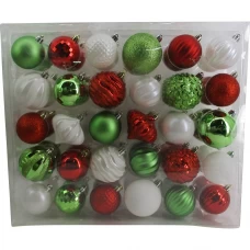 Набор елочных шаров Рождество ø7 см пластик разные цвета 60 шт