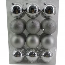 Набор елочных шаров ø10 см пластик серебрянный 24 шт