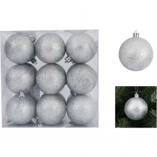 Набор елочных шаров ø6 см пластик серебряный 18 шт.