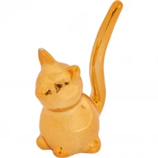 Подставка для колец Котик 1 керамика золотая 3.6x8 см