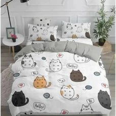 Комплект постельного белья Mona Liza Cats полутораспальный сатин серый