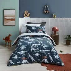 Комплект постельного белья Mona Liza Dino Dark полутораспальный поплин синий