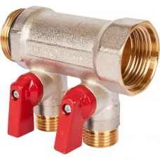 Коллектор с шаровыми кранами Stout на 2 отвода 1x1/2 Коллектор с шаровыми кранами Stout на 2 отвода 1x1/2