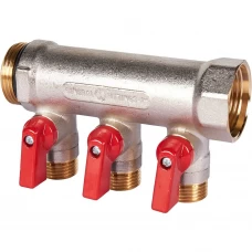 Коллектор с шаровыми кранами Stout на 3 отвода 1x1/2 Коллектор с шаровыми кранами Stout на 3 отвода 1x1/2