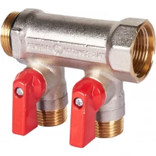 Коллектор с шаровыми кранами Stout на 2 отвода 3/4x1/2 Коллектор с шаровыми кранами Stout на 2 отвода 3/4x1/2