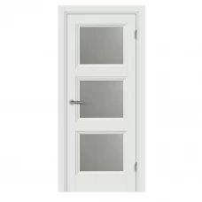 Дверь межкомнатная остекленная с замком и петлями в комплекте Трилло 80x200 см Hardflex цвет белый жемчуг