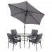 Набор садовой мебели Naterial Rono сталь/полиэстер/стекло темно-серый: стол, 4 кресла и зонт