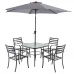 Набор садовой мебели Naterial Rono сталь/полиэстер/стекло темно-серый: стол, 4 кресла и зонт