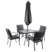 Набор садовой мебели Naterial Rono сталь/полиэстер/стекло темно-серый: стол, 4 кресла и зонт