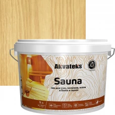 Лак для пола в банях акрилатный Akvateks Sauna цвет прозрачный полуматовый 9 л Лак для пола в банях акрилатный Akvateks Sauna цвет прозрачный полуматовый 9 л