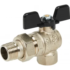 Кран шаровой угловой Stout 1/2 внутренняя-наружная резьба с американкой Кран шаровой угловой Stout 1/2 внутренняя-наружная резьба с американкой