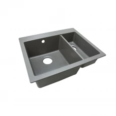 Мойка врезная Delinia прямоугольная 2 чаши 51x62x21.7 см кварц цвет серый шелк Мойка врезная Delinia прямоугольная 2 чаши 51x62x21.7 см кварц цвет серый шелк
