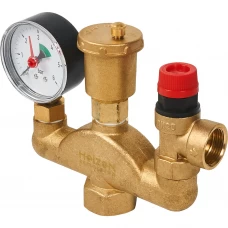 Группа безопасности Heizen 1" с сбросником 3/4" на 6 атм латунь CW617N