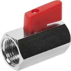 Кран шаровой мини с муфтой Stout флажок 1/2" внутренняя резьба