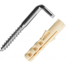 Крюк-шуруп L-образный 5.1x50 мм, нейлон 2 шт. Крюк-шуруп L-образный 5.1x50 мм, нейлон 2 шт.