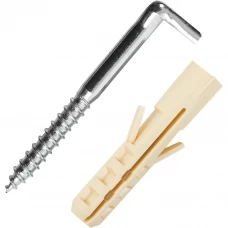 Крюк-шуруп L-образный 6x65 мм, нейлон 2 шт. Крюк-шуруп L-образный 6x65 мм, нейлон 2 шт.