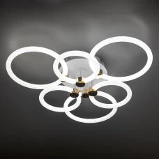 Люстра потолочная светидиодная диммируемая Ritter Ottimo 51613 6 с Алисой и пультом 144Вт 65м² 2700K-6400K цвет белый/золотой