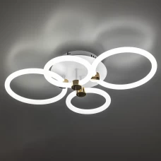 Люстра потолочная светодиодная диммируемая Ritter Ottimo 51612 9 с Алисой и пультом 100Вт 45м² 2700K-6400К цвет белый/золотой Люстра потолочная светодиодная диммируемая Ritter Ottimo 51612 9 с Алисой и пультом 100Вт 45м² 2700K-6400К цвет белый/золотой