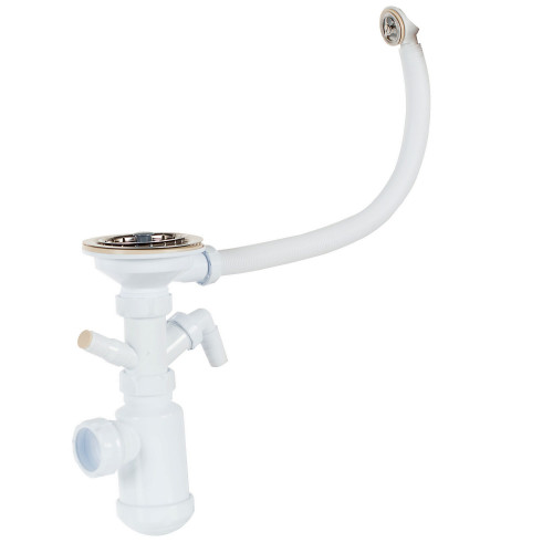 Сифон для кухонной мойки с переливом и регулируемым клапаном