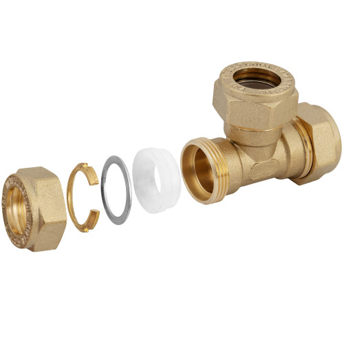 Тройник обжимной Stahlmann 15х15х15 мм латунь