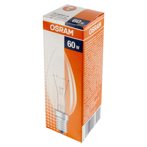 Лампа накаливания Osram E14 230 В 60 Вт свеча прозрачная 3 м2 свет ...