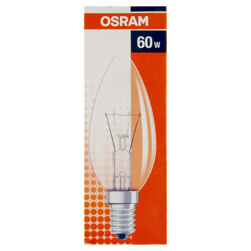 Лампа накаливания Osram E14 230 В 60 Вт свеча прозрачная 3 м2 свет ...